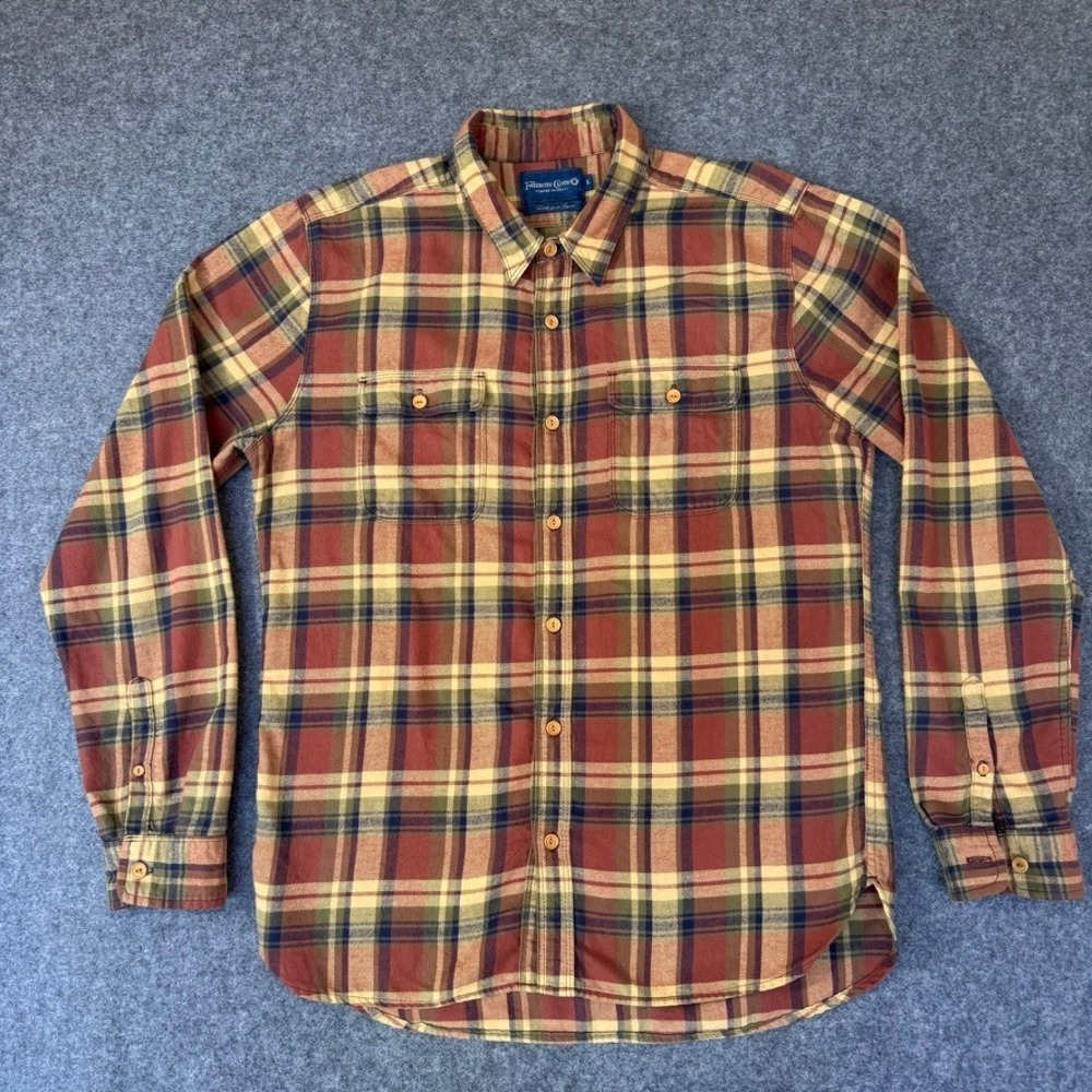 Freenote Cloth Benson Plaid Flannel Shirt Mens Large Made in USA Japanese Fabric